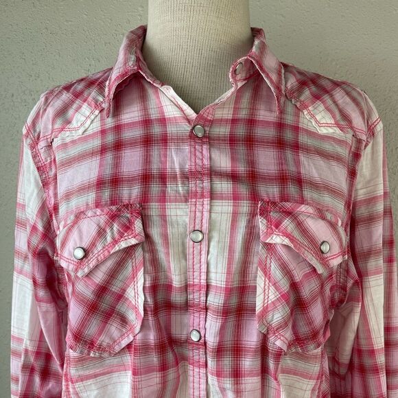 INC International Concepts Snap Down Full Sleeve Top Size L EUC - Picture 2 of 9